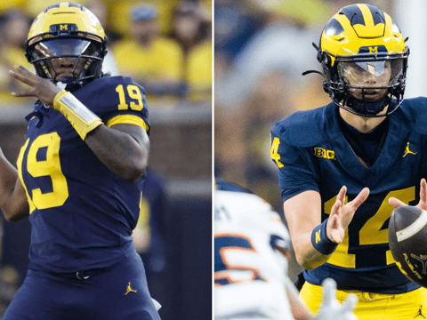 Michigan quarterbacks Bryce Underwood and Tommy Carr. Reuters Connect