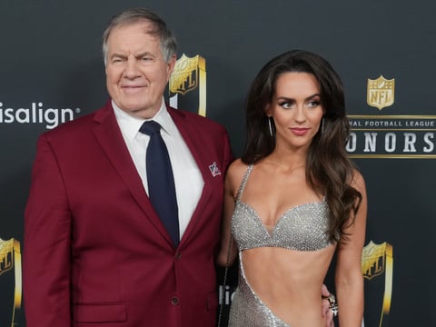 Jordon Hudson and Bill Belichck at NFL Honors, via Kirby Lee-Imagn Images
