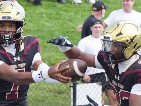 Iona Prep and Paramus Catholic battle during football action at Iona Prep in New Rochelle Sept. 12, 2026. Iona won the game
