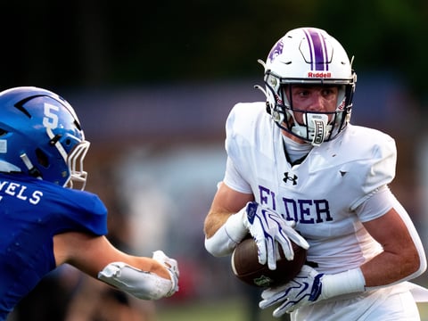 Elder Panthers wide receiver Andrew Lyman (1) scores a touchdown during the game between Elder and Covington Catholic at Dennis