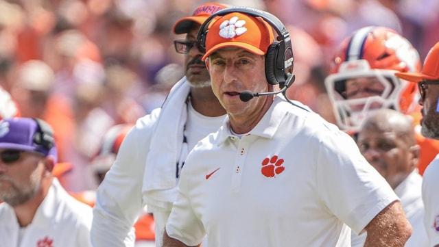 Clemson head coach Dabo Swinney during the first quarter at Memorial Stadium in Clemson, S.C. Saturday, September 19, 2026.