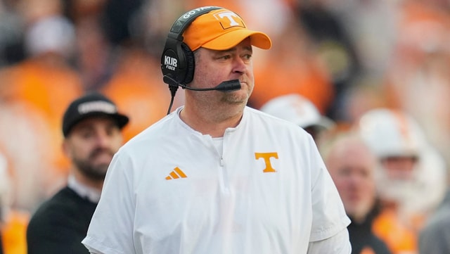 Tennessee coach Josh Heupel during a football game between Tennessee and Alabama at Neyland Stadium in Knoxville, Tenn., on Oct. 17, 2026.