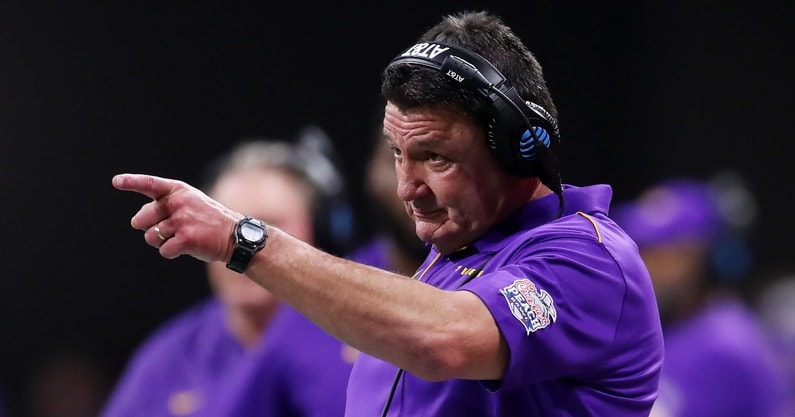 coach ed orgeron LSU shirtless manning tennessee shot