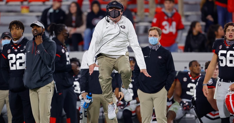 kirby-smart-facing-top-ten-teams-georgia-bulldogs-arkansas-razorbacks