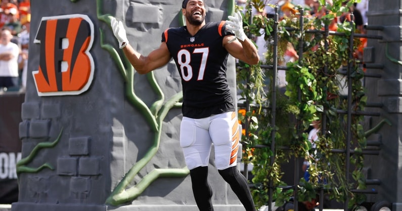 watch-joe-mixon-picks-fan-phone-films-cj-uzomah-touchdown-celebration-cincinnati-bengals-detroit-lio