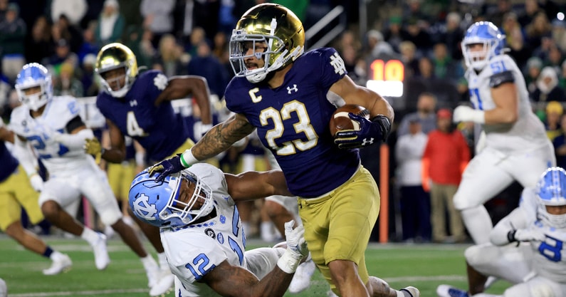 WATCH Brian Kelly gives Kyren Williams game ball after win over UNC video