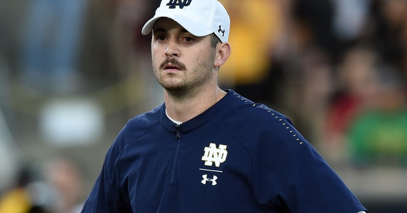 look-tommy-rees-uses-hilarious-gif-following-big-announcement-notre-dame-fighting-irish-jordan-belfort-wolf-of-wall-street-marcus-freeman-offensive-coordinator-brian-kelly
