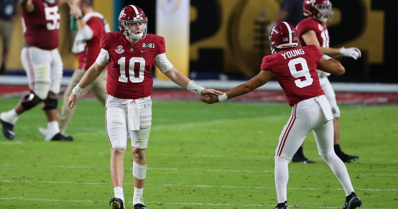 new-england-patriots-quarterback-mac-jones-reacts-former-alabama-crimson-tide-teammate-bryce-youngs-heisman-win