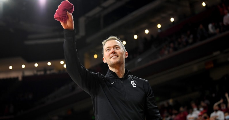Lincoln Riley was introduced to the Trojan fans at a basketball game on January 3, 2022.