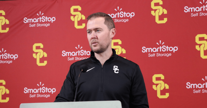USC Trojans head football coach Lincoln Riley discusses his first recruiting class at USC and what was involved with filling the roster's needs.