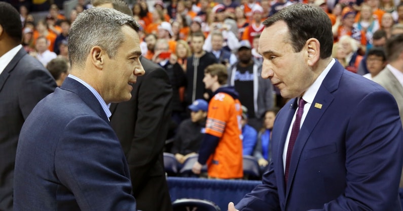 WATCH: Tony Bennett honors Coach K with classy speech, gift upon last game  at Virginia