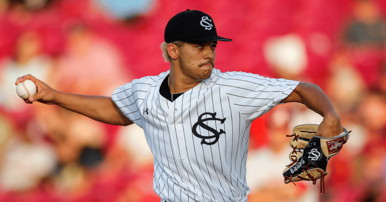 South Carolina right-handed pitcher Noah Hall during SEC play