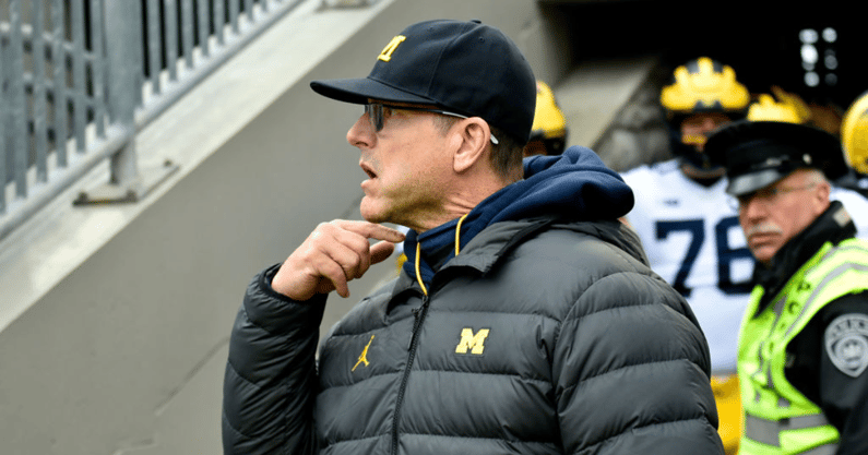 Michigan Wolverines head football coach Jim Harbaugh was the AP Coach of the Year in 2021. (Photo by Randy Litzinger/Icon Sportswire via Getty Images)