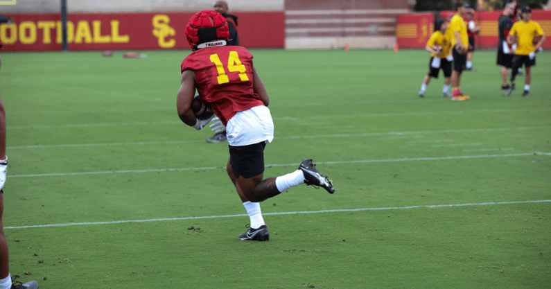 Freshman Raleek Brown going thru special teams drills on his first day of fall camp.