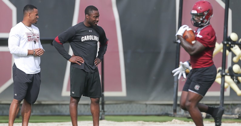 Marcus Lattimore watches on from a South Carolina practice in 2018 (Photo: Chris Gillespie)