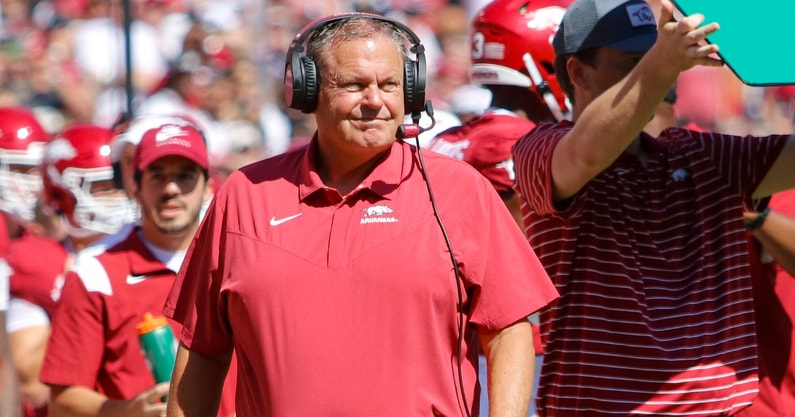 arkansas-coach-sam-pittman-looking-forward-to-facing-bobby-petrino-missouri-state