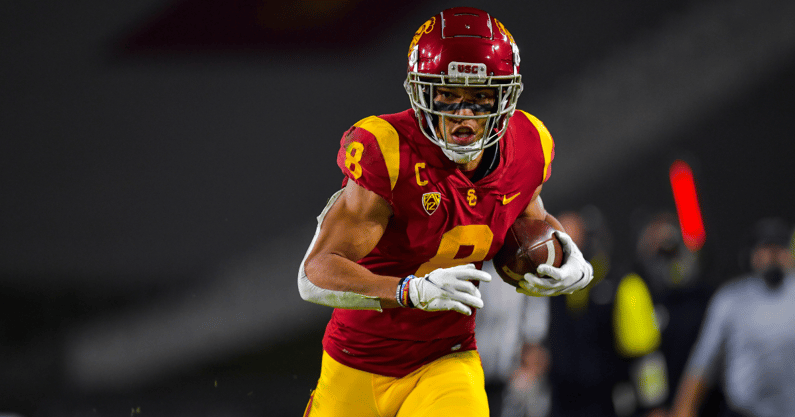 The USC Trojans and the Oregon Ducks meet in the Los Angeles Memorial Coliseum to play in the 2020 PAC-12 Confrence Championship on Dec. 18, 2020. (John McGillen/USC Athletics)