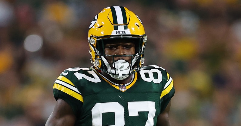 Green Bay Packers WR Romeo Doubs carted to locker room