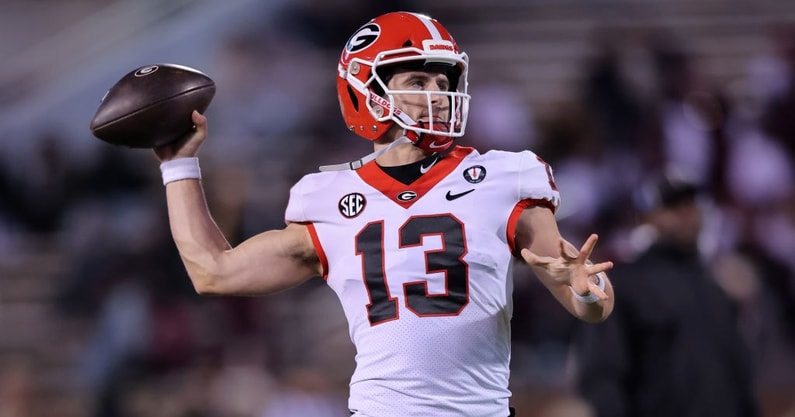 UGA's Stetson Bennett throwing first pitch at Braves' home opener