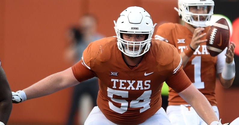 Texas freshman O-lineman Cole Hutson carted off field after apparent ...