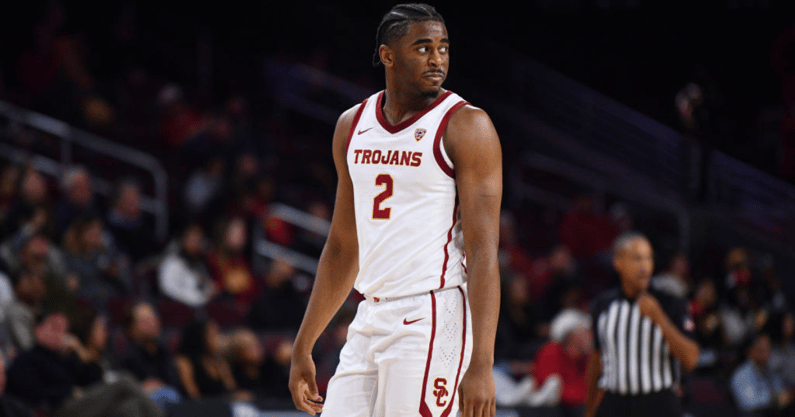 USC Trojans guard Reese Dixon-Waters (2) looks on during the college basketball game between the Alabama State Hornets and the USC Trojans on November 10, 2022 at Galen Center in Los Angeles, CA. (Photo by Brian Rothmuller/Icon Sportswire via Getty Images
