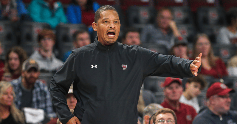 South Carolina head coach Lamont Paris coaches his team against Presbyterian