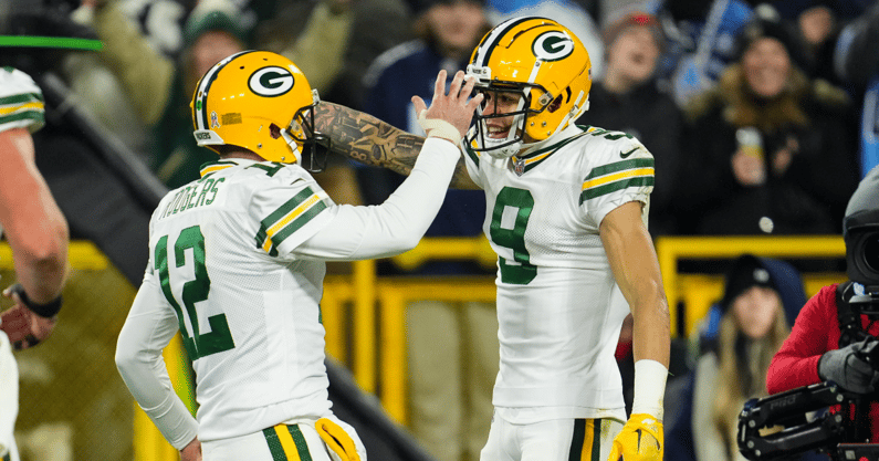 WATCH: Aaron Rodgers jokes about late miscommunication with Christian  Watson - On3