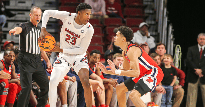 South Carolina freshman forward GG Jackson plays on the perimeter against Ole Miss