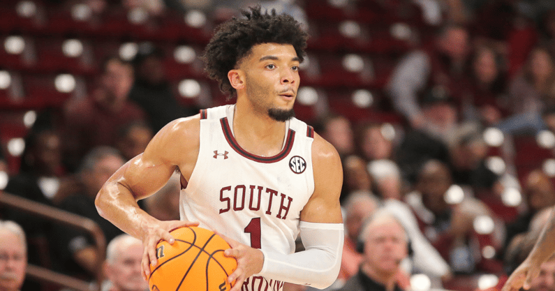South Carolina guard Jacobi Wright handling the ball offensively