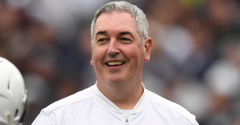 Penn State offensive coordinator Joe MoorheadCOLLEGE FOOTBALL Penn State Nittany Lions play in the Blue-White game, an annual intra-squad spring practice scrimmage, at Beaver Stadium, University Park. Photo by Jeremy Drey 4/22/2017