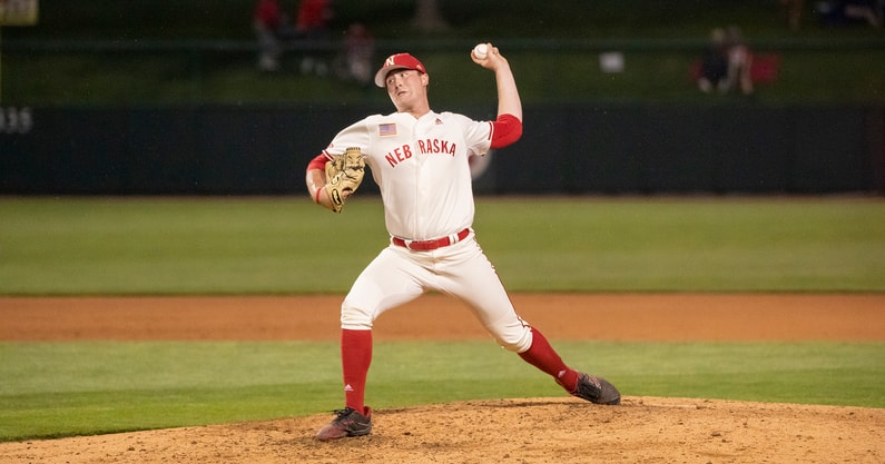 Emmett Olson throws a pitch