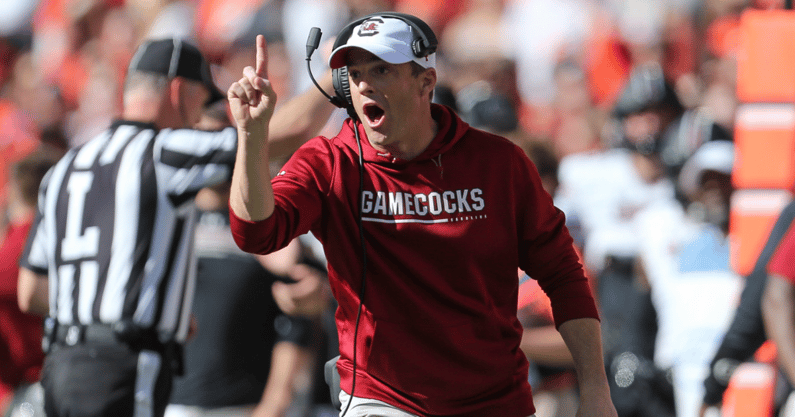 South Carolina head coach Shane Beamer during an upset win over Clemson