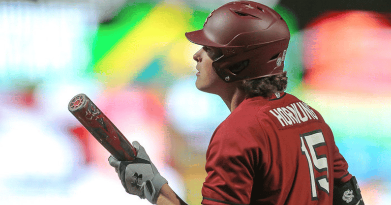 South Carolina hitter Carson Hornung before an at-bat against Charlotte