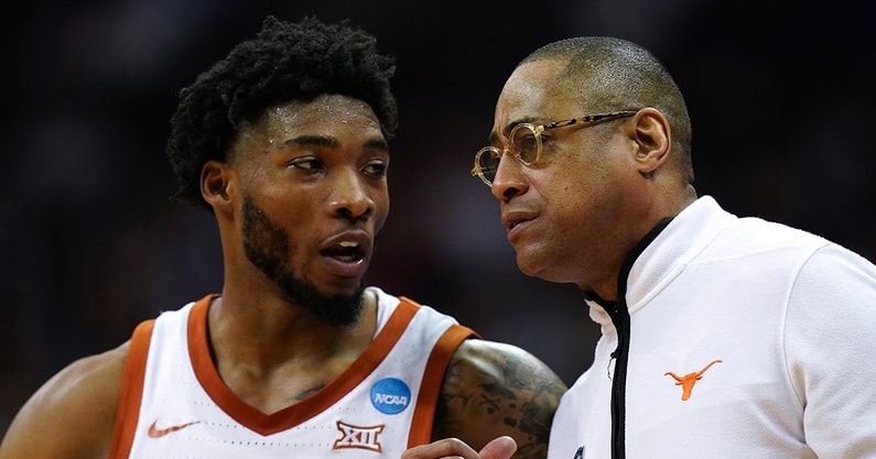 Texas coach Rodney Terry and Tyrese Hunter