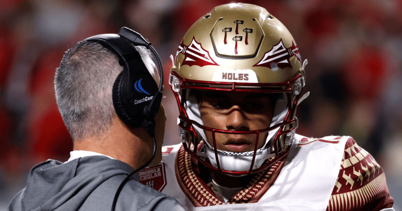 Florida State HC Mike Norvell, QB Jordan Travis
