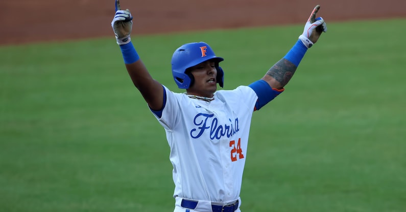 Florida Gators infielder Josh Rivera during the 2023 SEC Baseball News  Photo - Getty Images