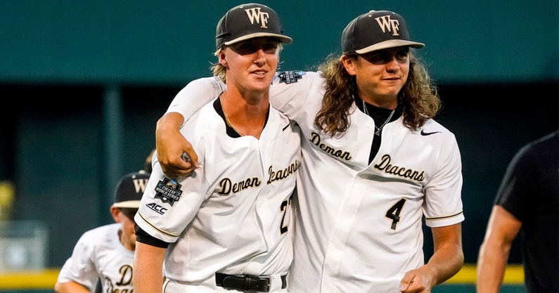 Wake Forest players having fun during College World Series run