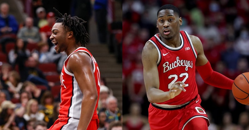 Brice Sensabaugh and Malaki Branham by Vincent Carchietta-USA TODAY Sports