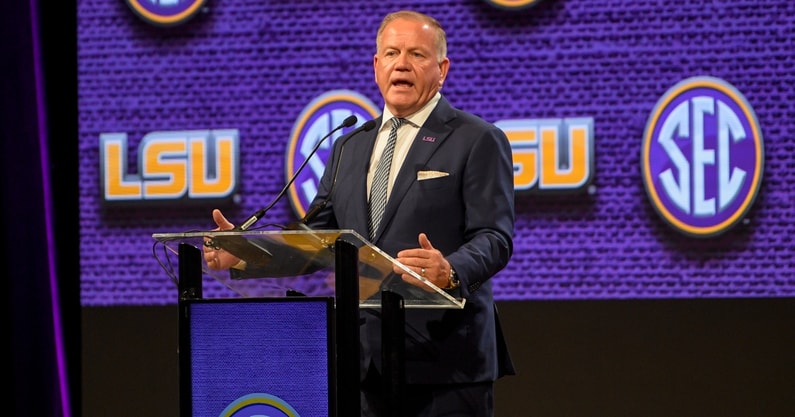 lsu-head-coach-brian-kelly-calls-alabama-crimson-tide-georgia-bulldogs-success-benchmark-sec-media-days