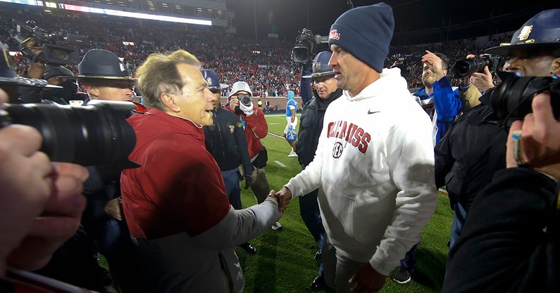 Alabama head coach Nick Saban and Ole Miss HC Lane Kiffin