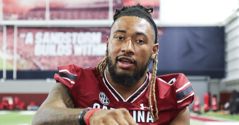 South Carolina linebacker Debo Williams speaks during Media Day