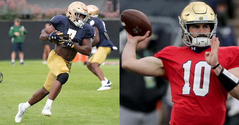Notre Dame RB Audric Estime and QB Sam Hartman
