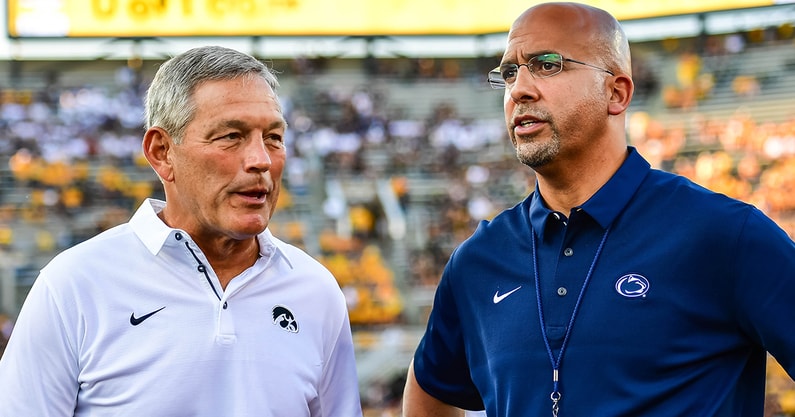 Iowa head coach Kirk Ferentz and Penn State head coach James Franklin