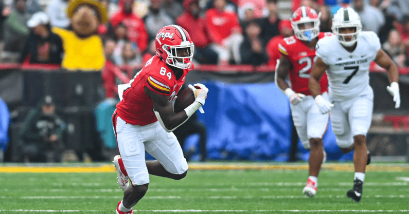 Michigan State linebacker Aaron Brule runs after Maryland player