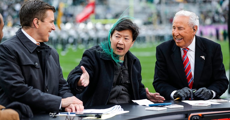 Actor Ken Jeong as ESPN College GameDay's guest picker in 2021