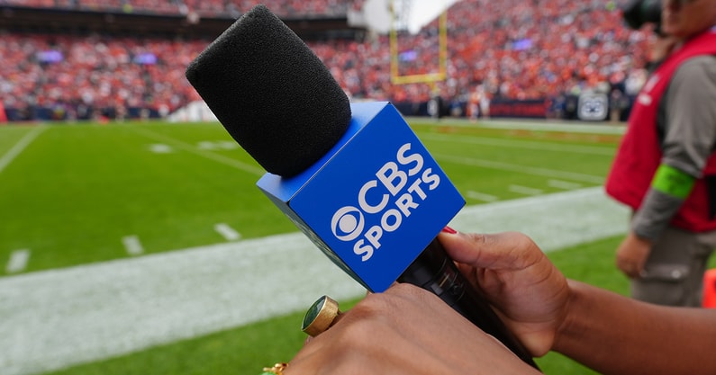 CBS Sports logo on a microphone