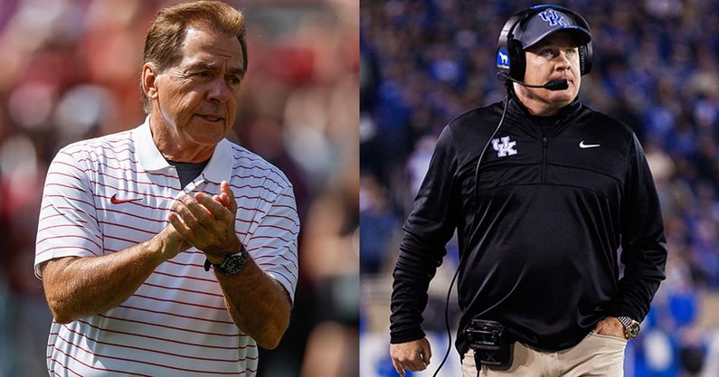 Alabama head coach Nick Saban and Kentucky head coach Mark Stoops