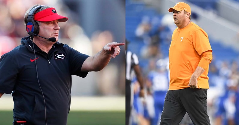 Georgia HC Kirby Smart and Tennessee HC Josh Heupel