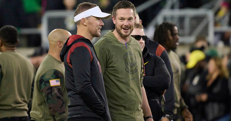 USC head coach Lincoln Riley and Oregon HC Dan Lanning