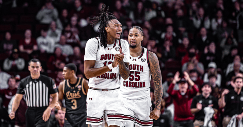 South Carolina basketball wing Zach Davis with former point guard Ta'Lon Cooper (Photo: Grace Sorrells/GamecockCentral)